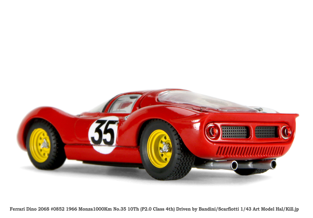 Ferrari Dino 206S #0852 1966 Monza1000Km No.35 10Th (P2.0 Class 4th) Driven by Bandini/Scarfiotti 1/43 Art Model